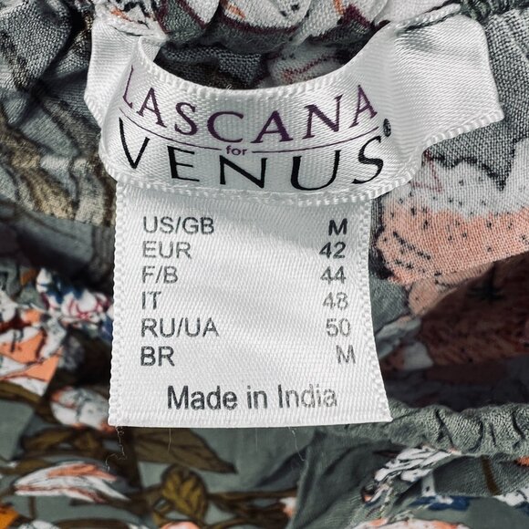 Lascana Venus Womens Boho Floral Peasant Blouse M Green Puff Sleeve Cottagecore - Picture 4 of 10